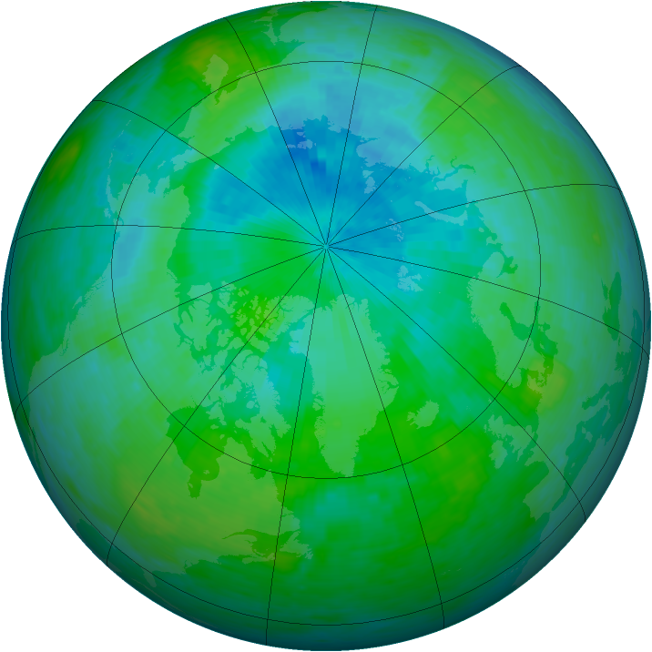 Arctic ozone map for 06 August 1993